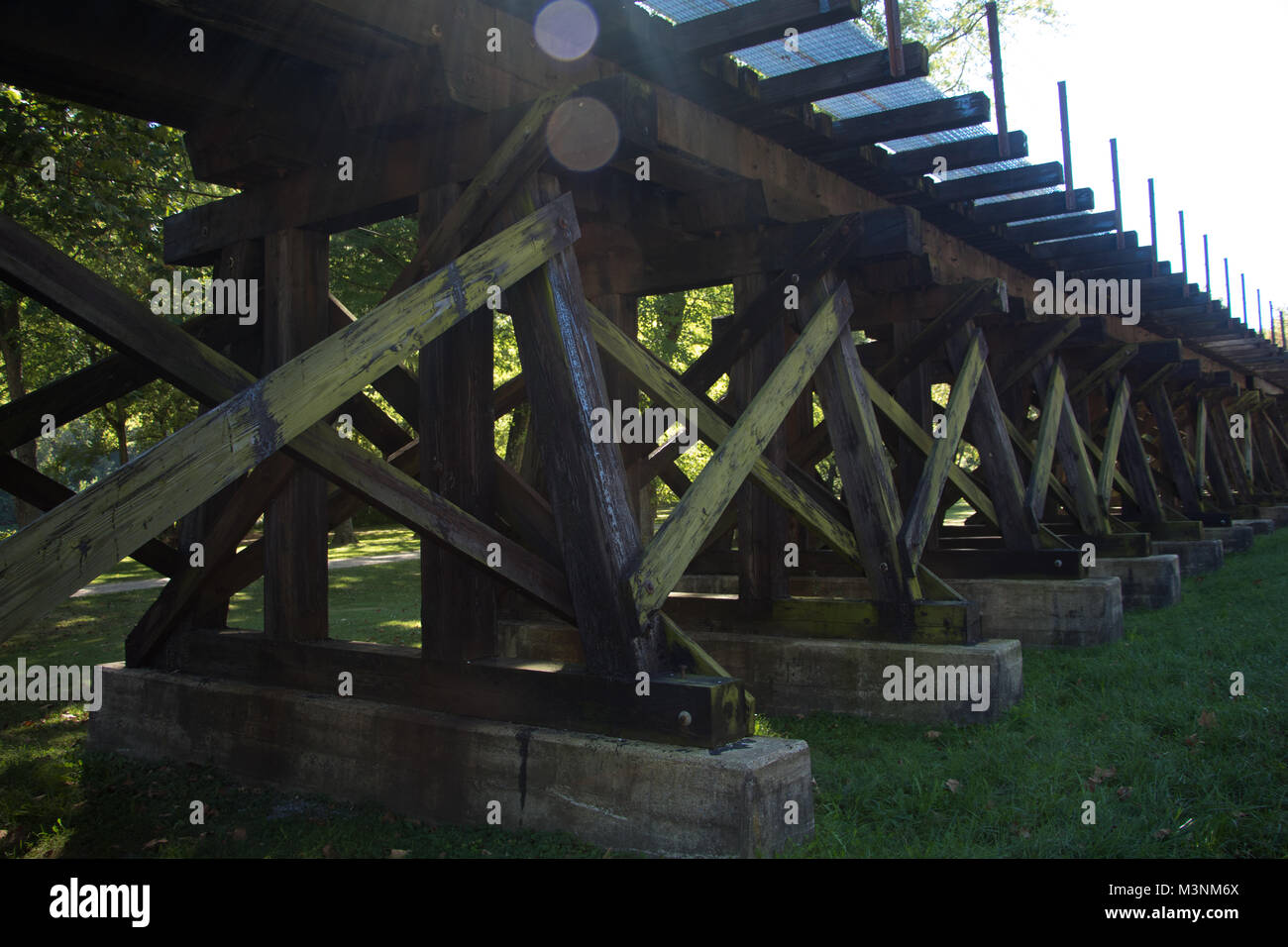 Hochbahn Spuren durch Harpers Ferry, West Virginia, USA Stockfoto