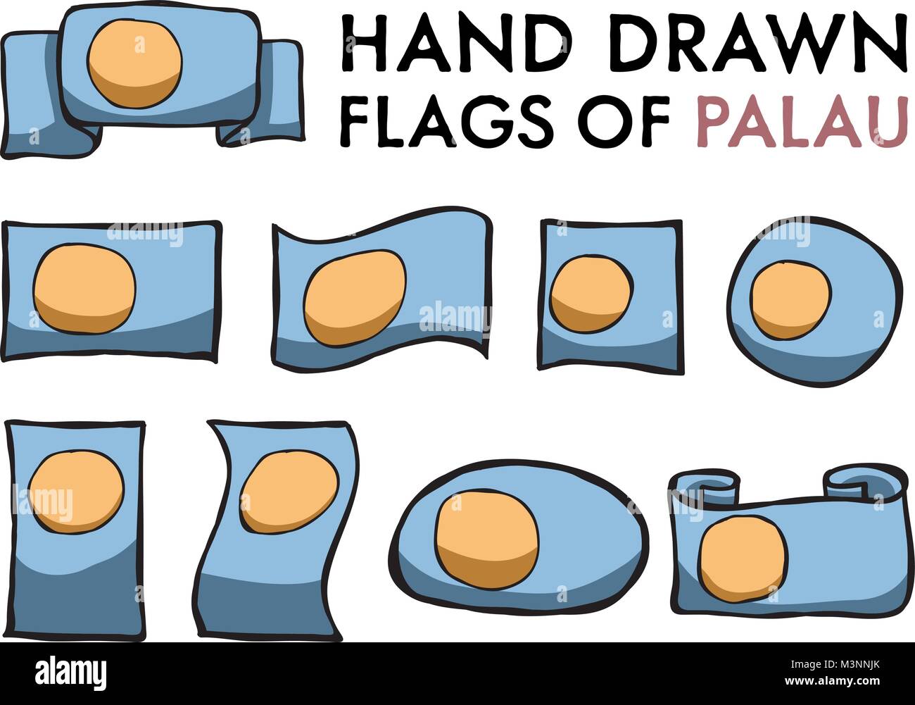 Satz von Hand gezeichnet/Doodled Nationalflaggen. Hochwertige Vector ...