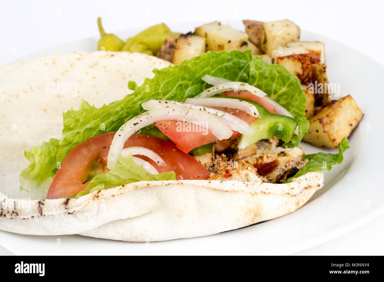 Huhn pita Sandwich Plate Stockfoto