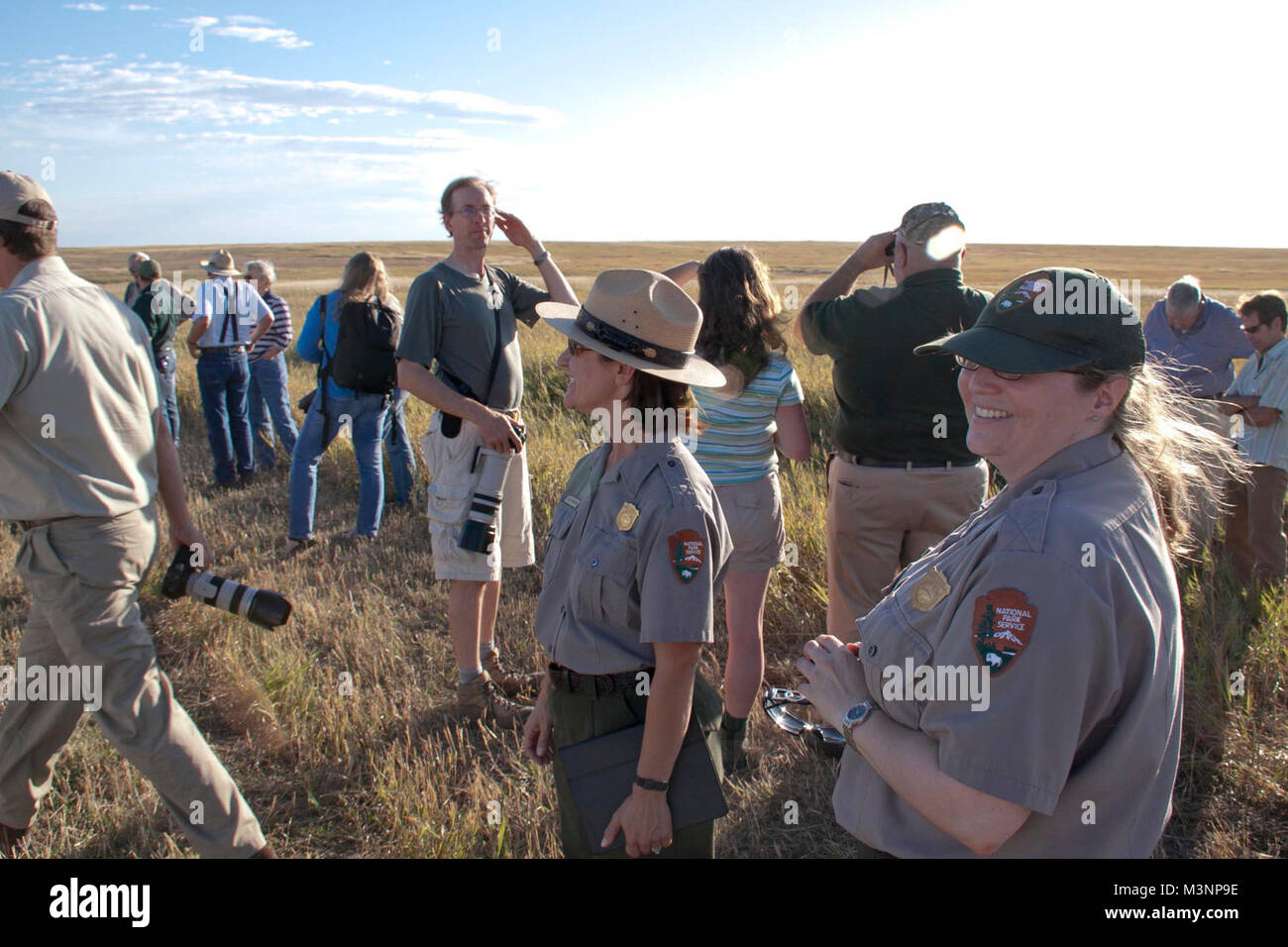 Schwarz-füßiges Frettchen Festival. Badlands National Park mit einer Gedenkstunde an die Wiederentdeckung der Schwarz-füßiges Frettchen in der Wildnis mit einem Frettchen Festival. Stockfoto