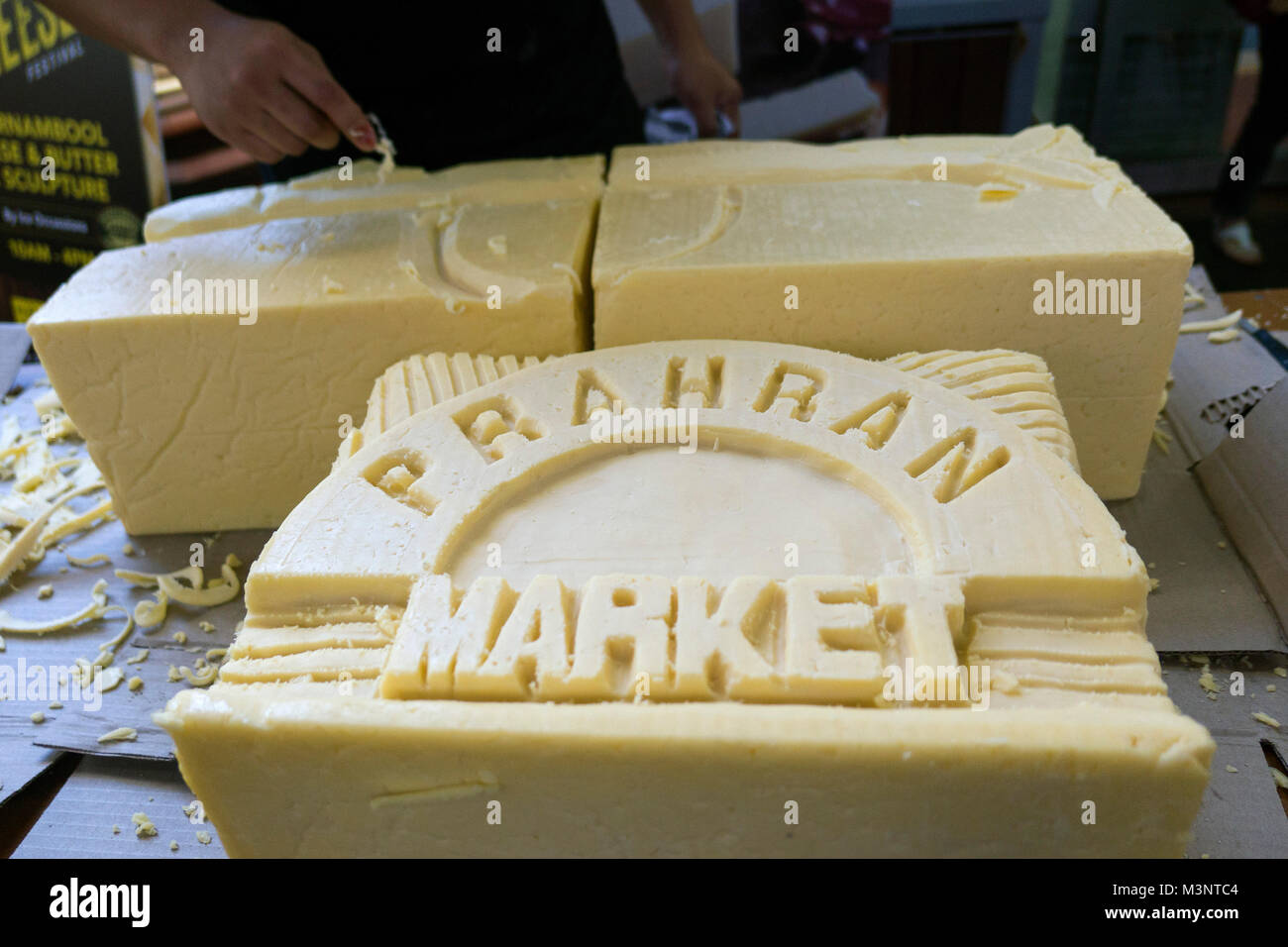 Say Cheese Festival Käse schnitzen Markt Melbourne Australien Stockfoto