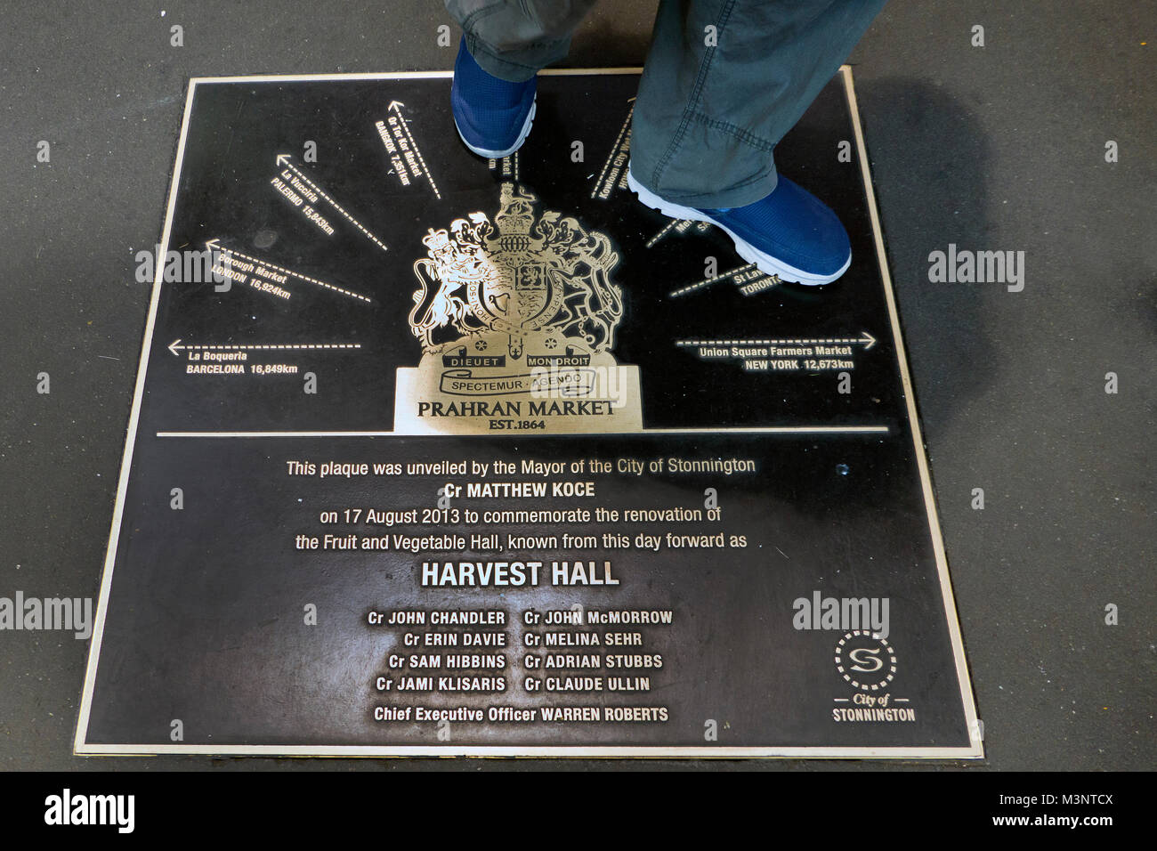 Prahran Market Ernte Halle Plakette Melbourne Australien Stockfoto
