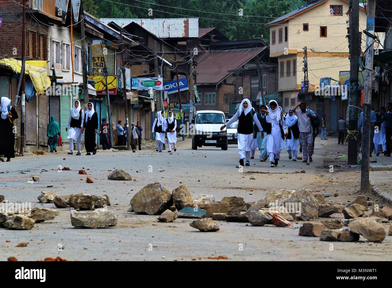 Studenten protestieren in Kaschmir, Kaschmir, Indien, Asien Stockfoto