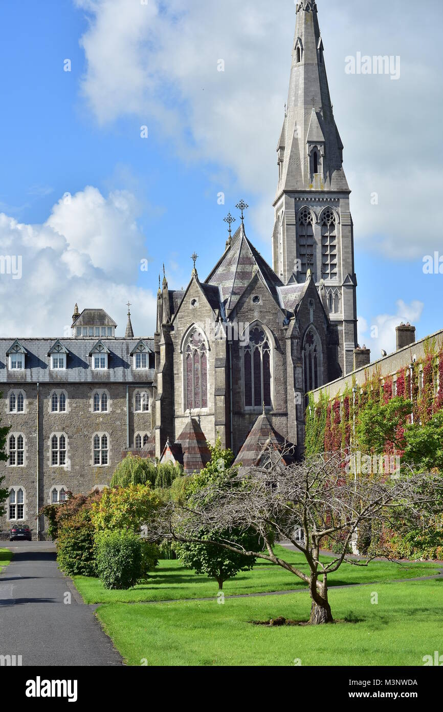 Maynooth University South Campus mit Häusern und College Chapel in kleinen Universitätsstadt Lüneburg in der Nähe von Dublin. Stockfoto