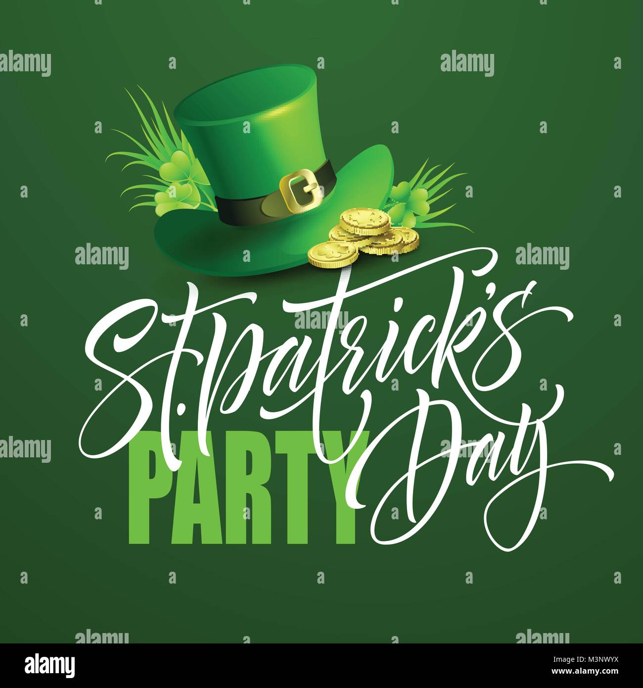 Saint Patricks Day Poster Design Hintergrund. Kalligrafische Schriftzüge Beschriftung Happy St Patricks Day. Vector Illustration Stock Vektor
