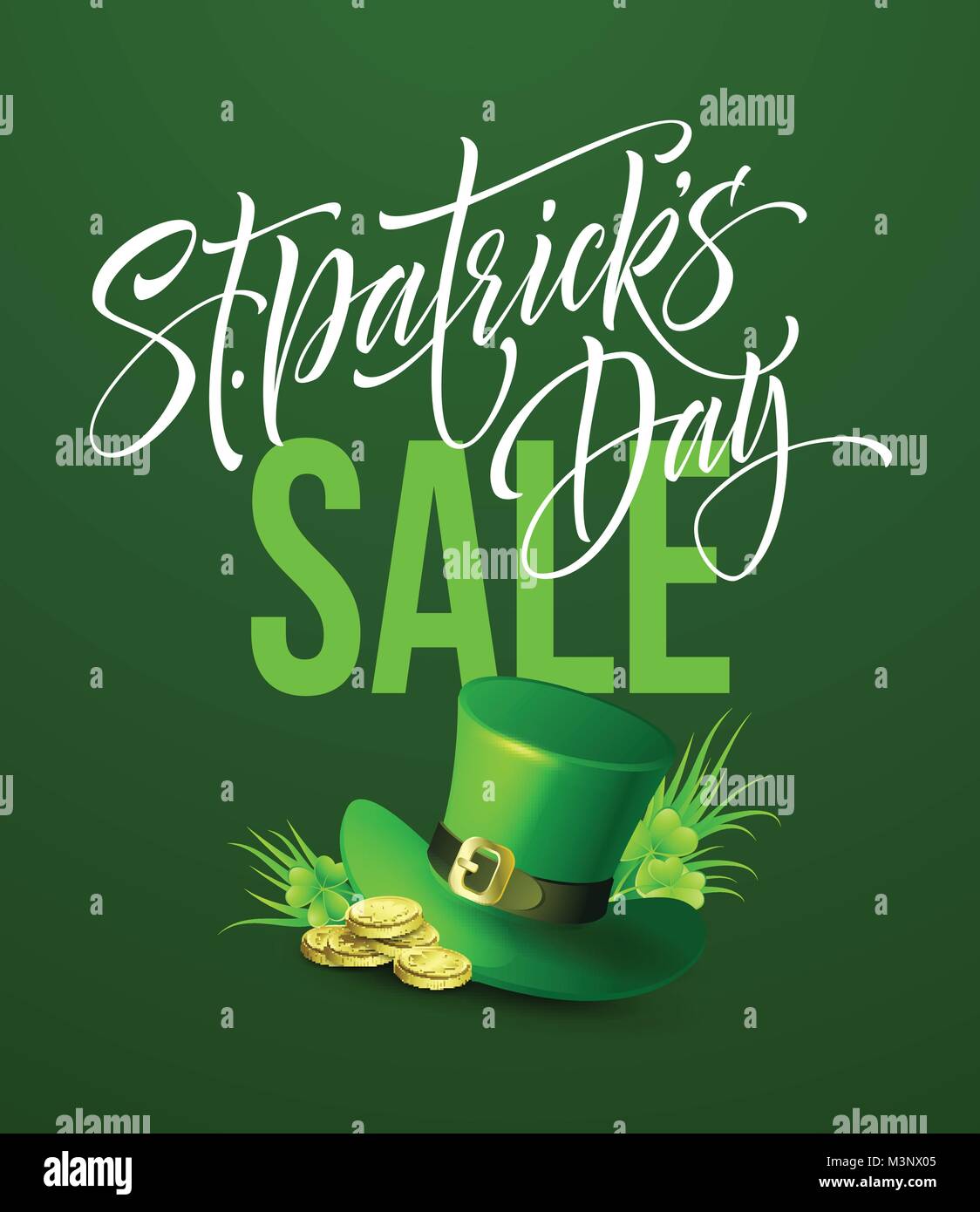 Saint Patricks Day Sale Plakat. Beschriftung banner Vorlage. Vector Illustration Stock Vektor