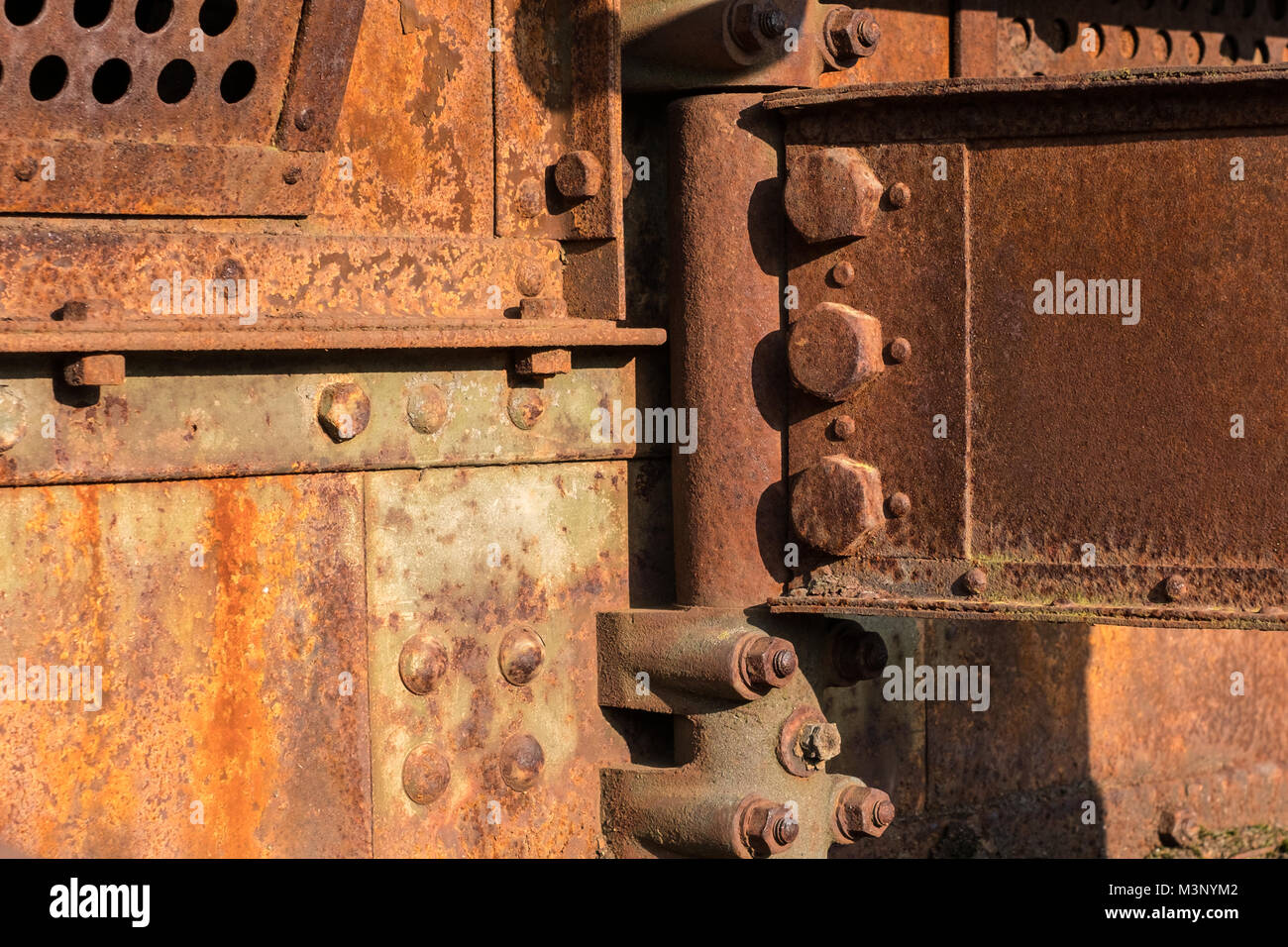 Rostiges Metall Bau closeup - verrostetem Stahl Brücke Stockfoto