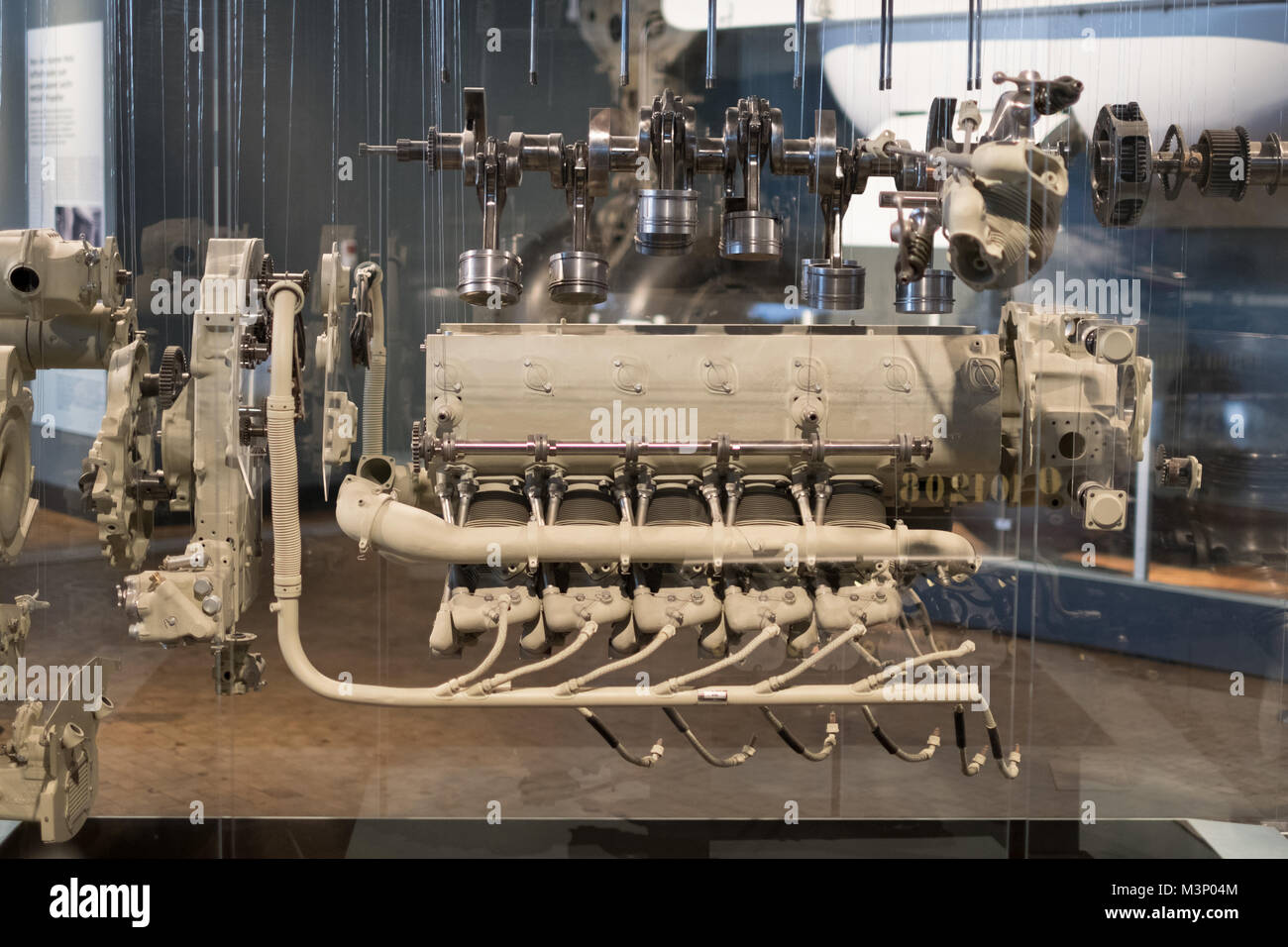Berlin, Deutschland - Februar, 2018: das Innere eines Flugzeugs Motor/Flugzeug Motor im Deutschen Technik Museum (Deutsche Technikmuseum Berlin (DTMB Stockfoto