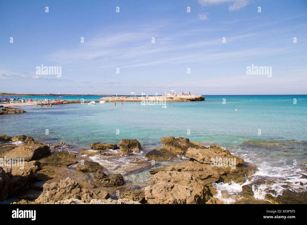 Punta Prosciutto, Italien - 07 September, 2017: berühmte Strand von Punta Prosciutto, Apulien, Italien Stockfoto