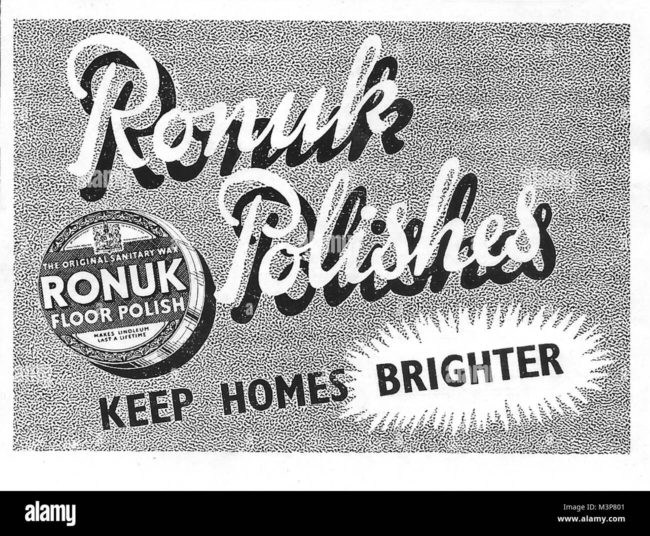 Ronuk Polituren Bohnerwachs hält Wohnungen heller Anzeige, Werbung in Country Life Magazine UK 1951 Stockfoto