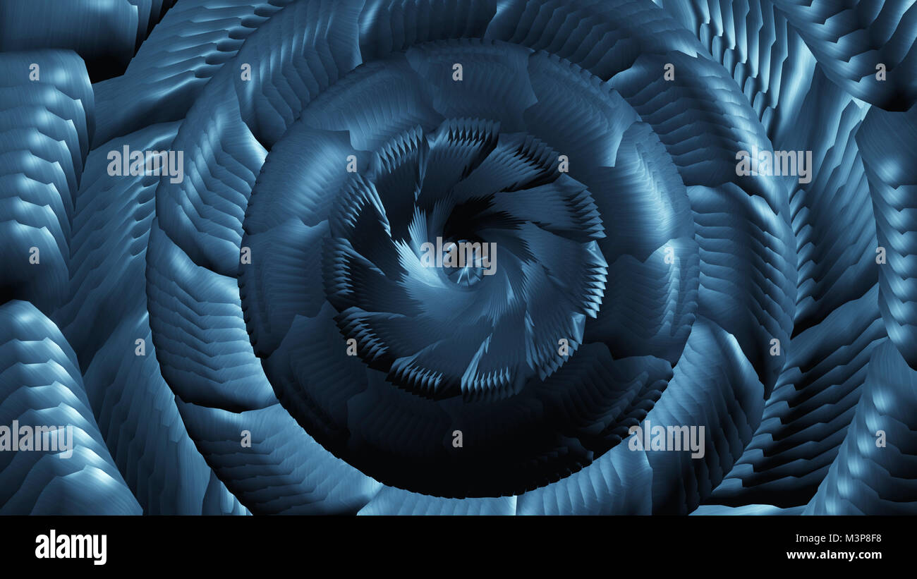 Innen futuristisch Blau metallic Tunnel. Weltraum, Kosmische Kunst und Science Fiction Konzept Stockfoto
