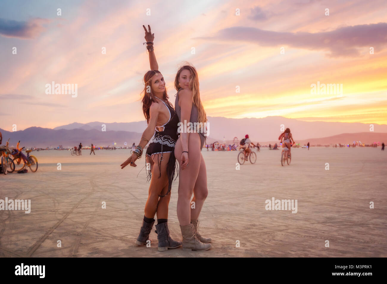 Black Rock Desert, USA - 2. September 2016: Burning Man 2015 getroffen Stockfoto