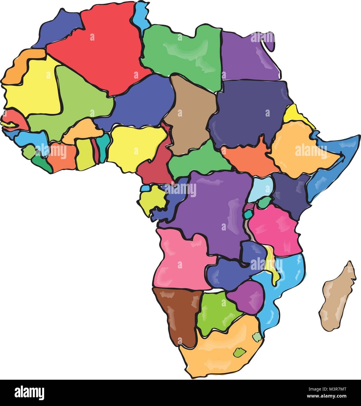 Comic Zeichnung eines politische Karte von Afrika Stock-Vektorgrafik