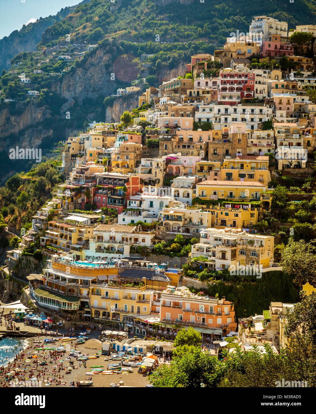 Amalfiküste - Positano Stadt in Italien Stockfoto