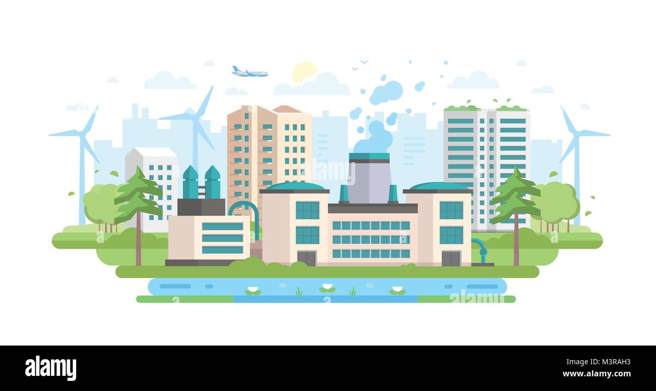 Umweltfreundliche Industrie-moderne Design Vector Illustration Stock Vektor