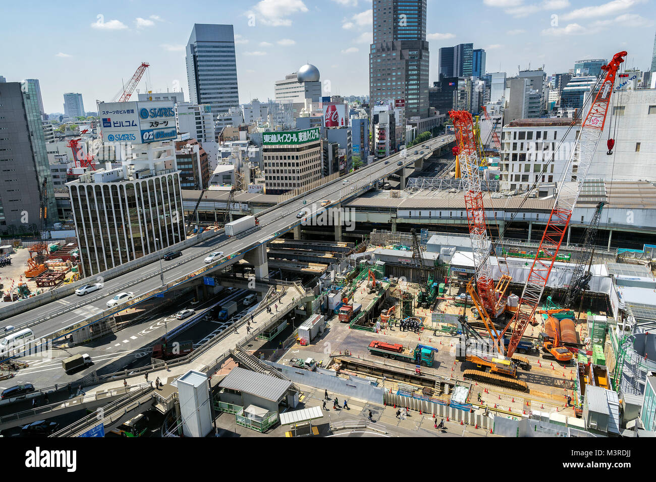 Japan, Insel Honshu, Kanto, Tokio, Shibuya, Baustelle. Stockfoto