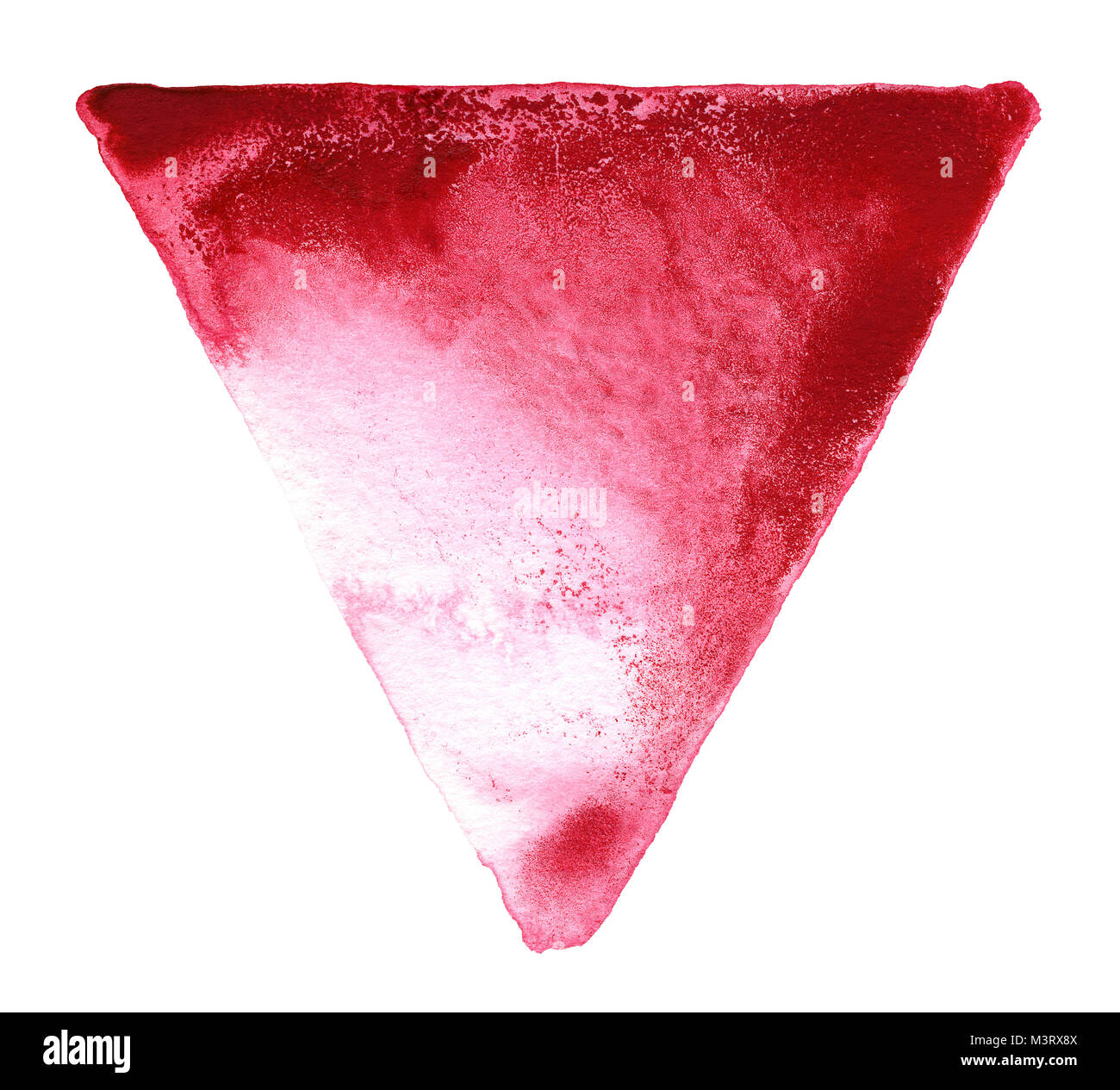 ein rotes Aquarell Dreieck in weißem Rücken Stockfoto