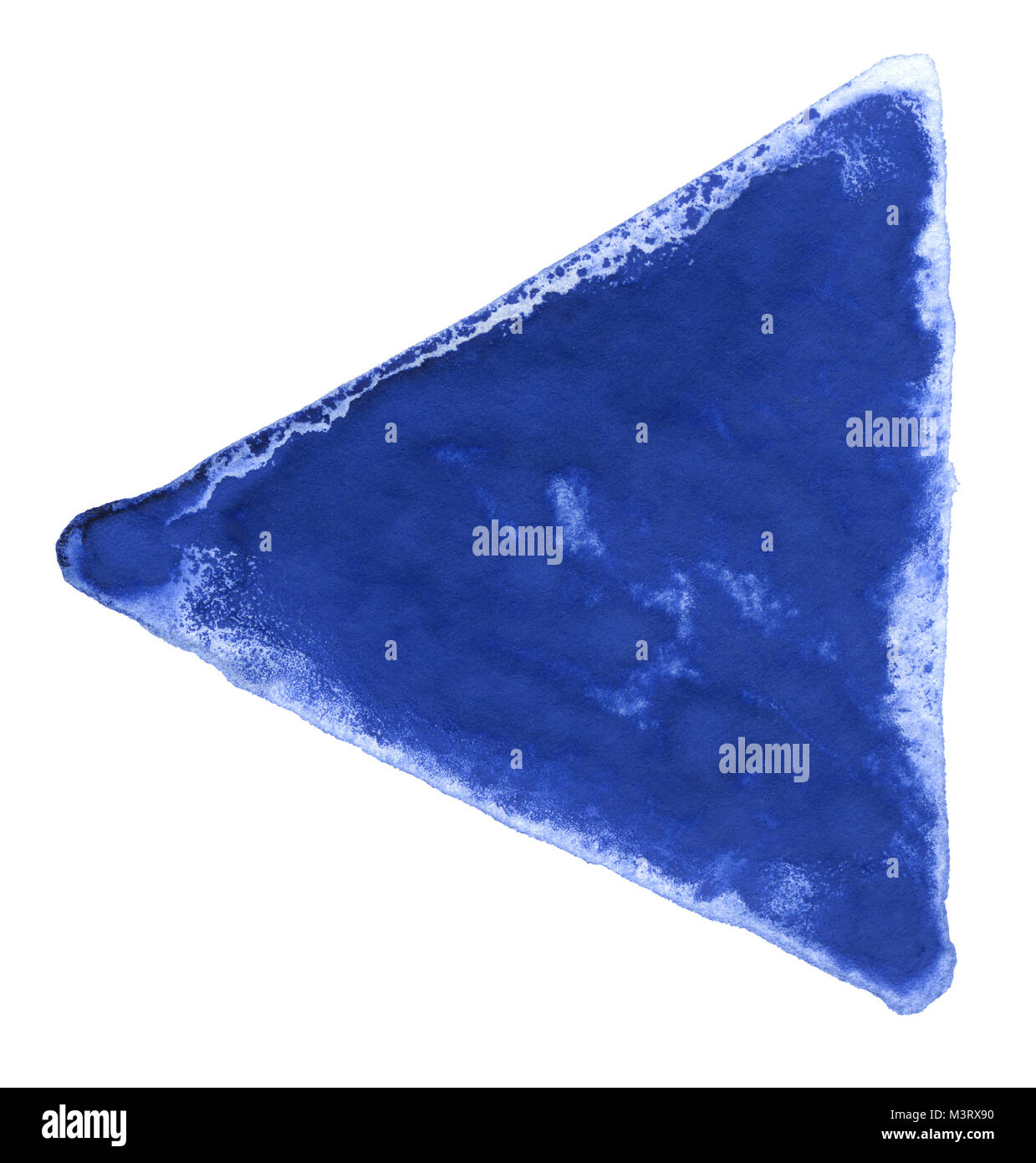 ein blaues Aquarell Dreieck in weißem Rücken Stockfoto