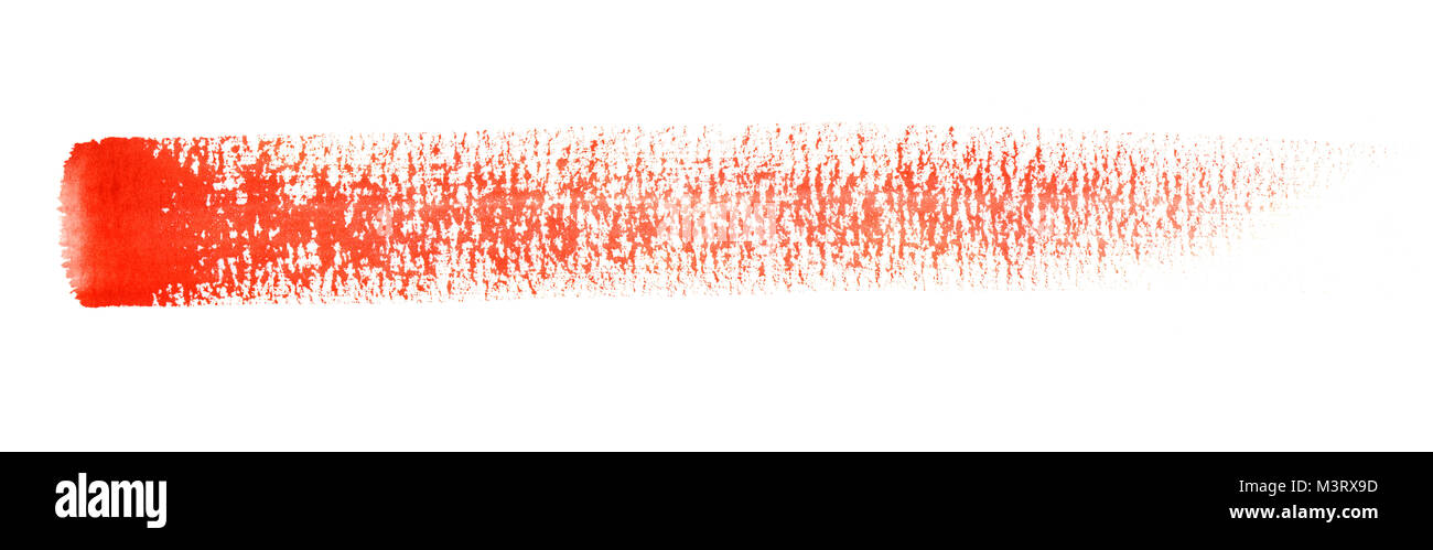 eine rote Aquarell Pinselstrich in weißem Rücken Stockfoto