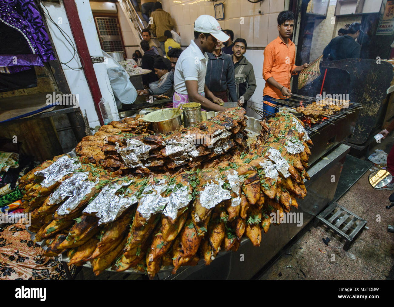 Fried Chicken Meister, Old Delhi, Indien Stockfoto