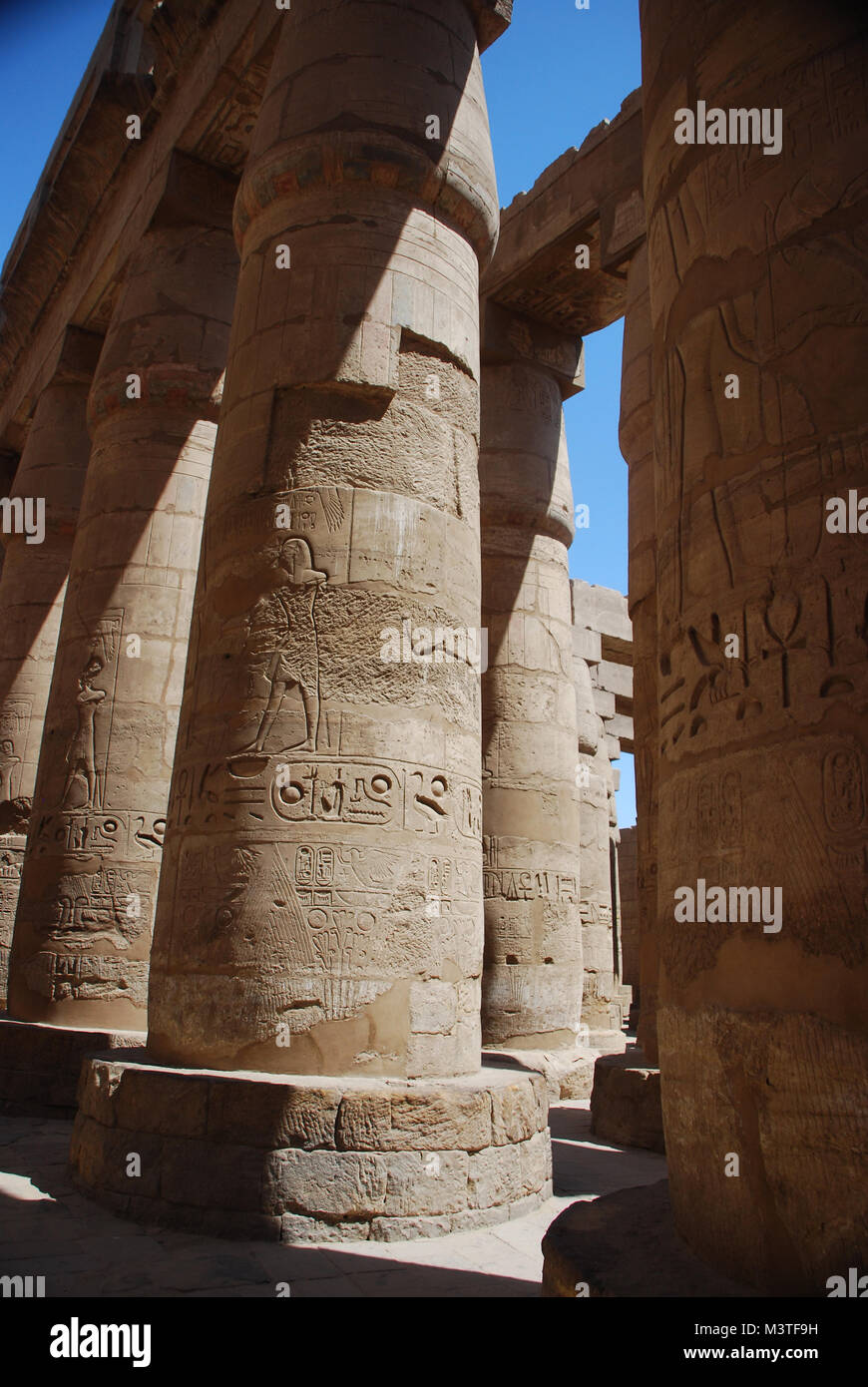 Hohe Säulen im Tempel besuchen Sie in den Ferien in Ägypten Stockfoto