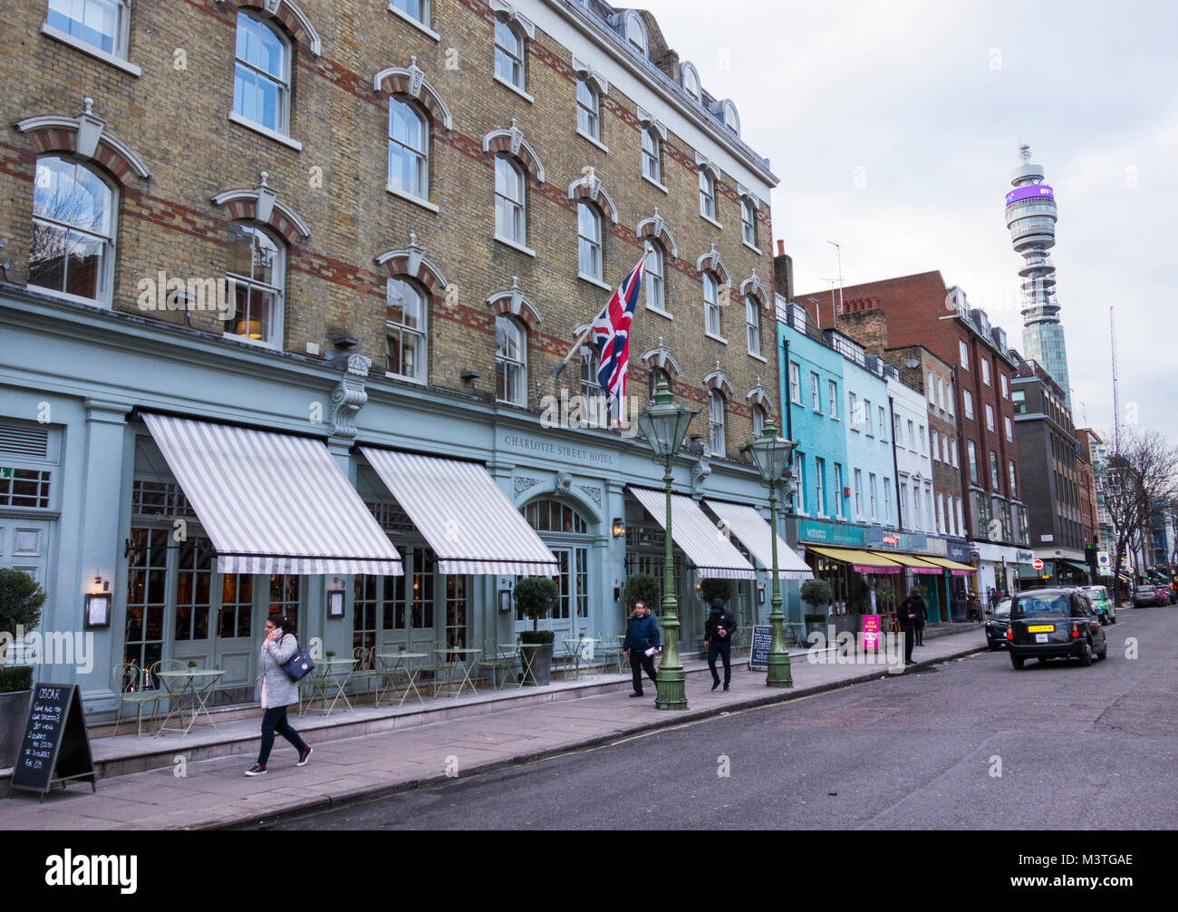 Kit Kemp der Charlotte Street Hotel, Charlotte Street, Westminster, London, W1, UK Stockfoto