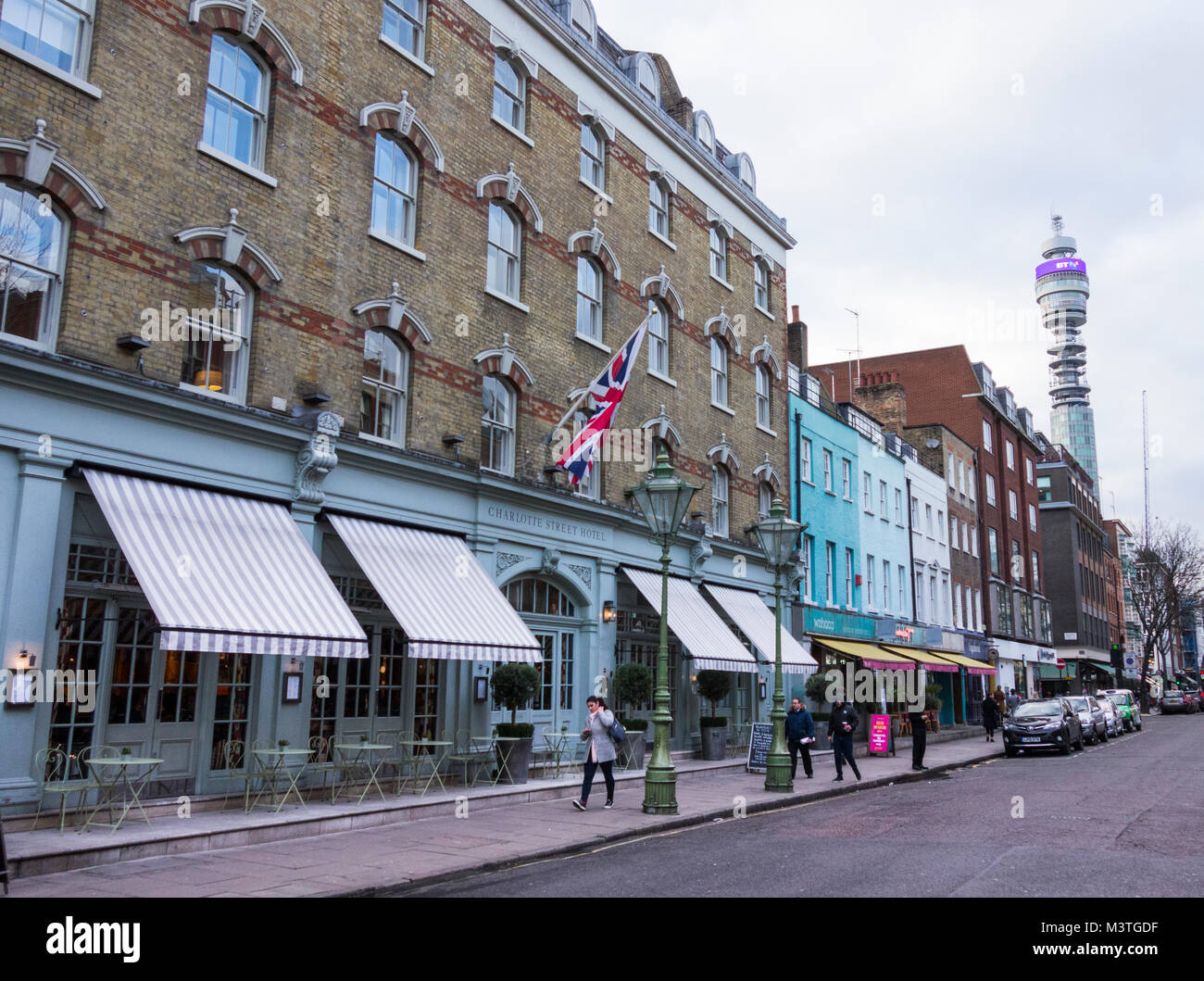 Kit Kemp der Charlotte Street Hotel, Charlotte Street, Westminster, London, W1, UK Stockfoto