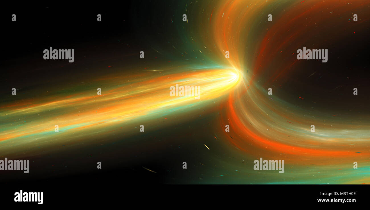 Fiery geheimnisvollen Kometen im Raum, Computer-generierte Zusammenfassung Hintergrund, 3D-Rendering Stockfoto