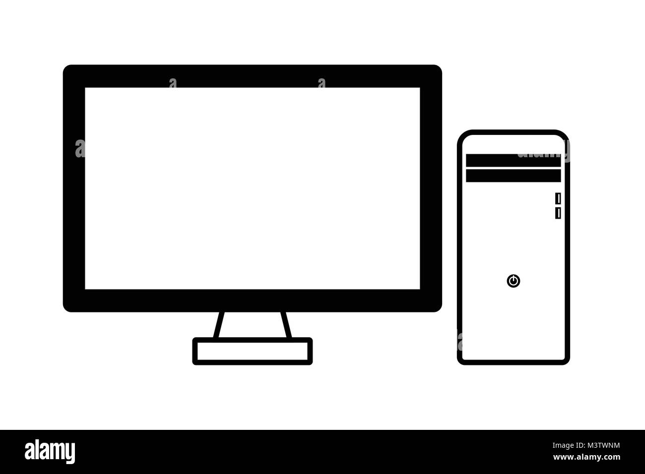 Desktop Computer mit Bahnhof, CD und USB-Steckplätze Stock Vektor