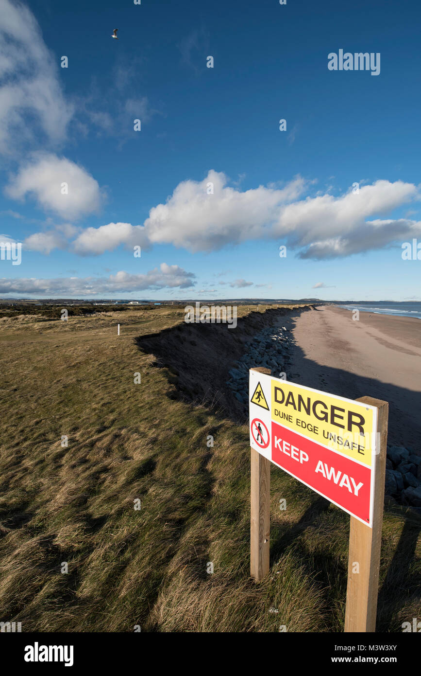 Montrose Links die Erosion der Küsten. Stockfoto