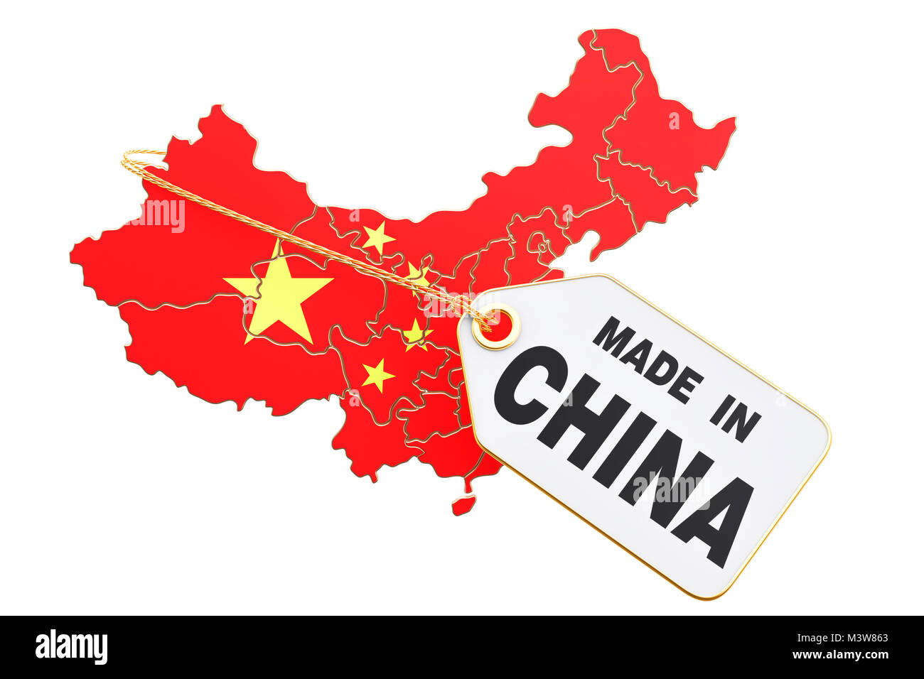 In China Konzept, 3D-Rendering auf weißem Hintergrund Stockfoto