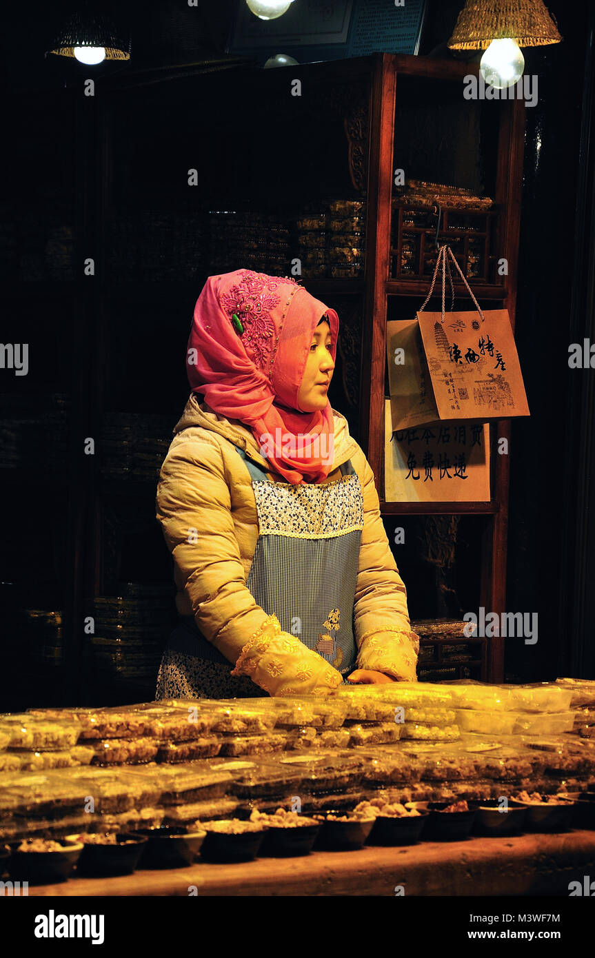Muslimische Snack Street in Xian Stockfoto