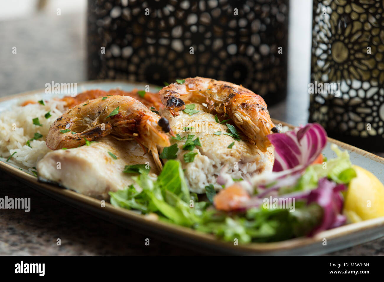 Marokkanische Seafood Grill Stockfoto