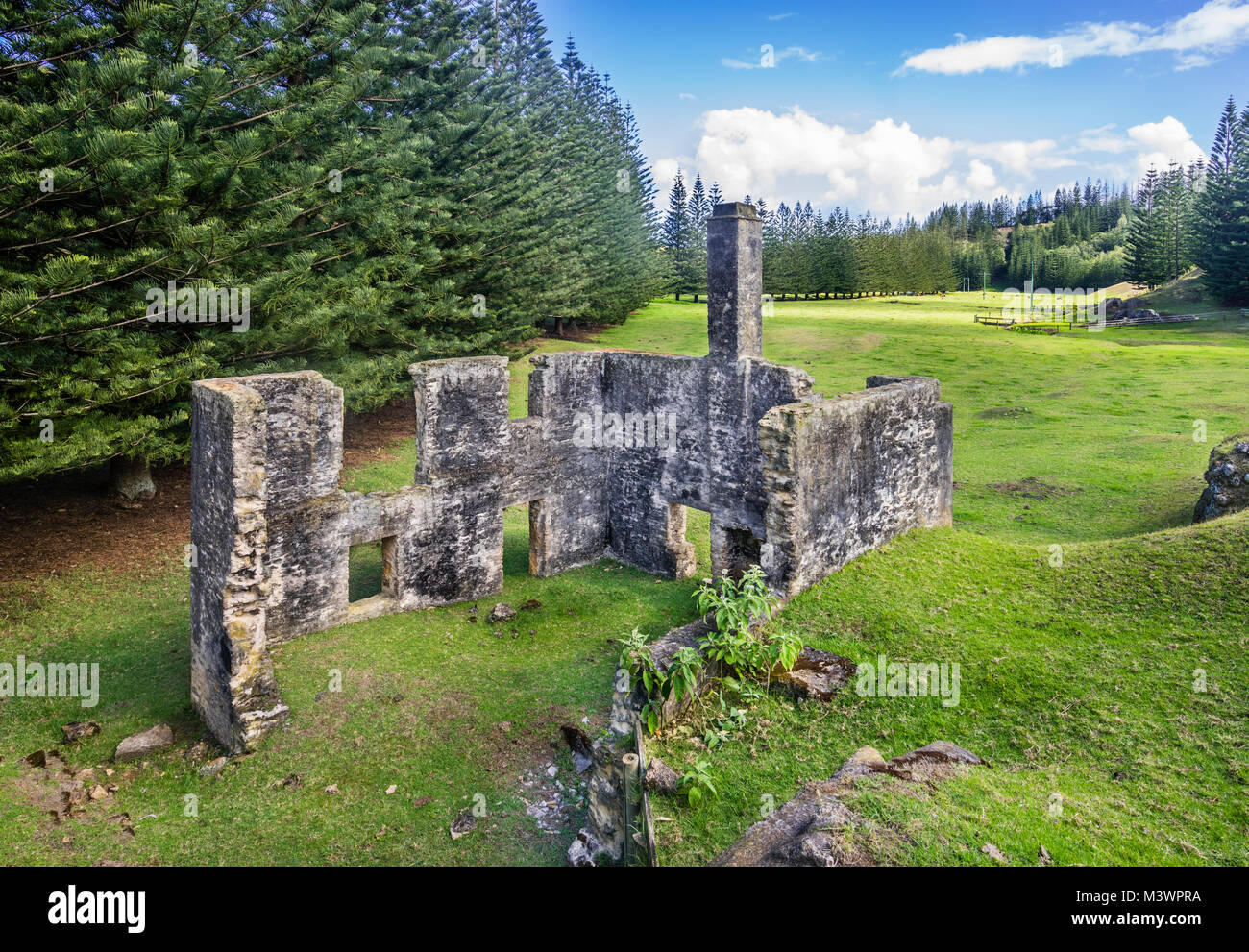 Norfolk Island, Australische externe Territorium, Wassermühle Tal, Ruinen des Zweiten Wassermühle im Jahre 1828 während des Zweiten Strafkolonie errichtet Stockfoto