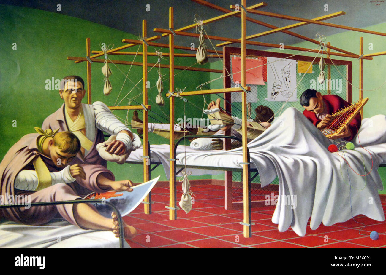 Viele -7409-14: WWII: Gemälde der Armee Medizin. "Fraktur Ward". Kunstwerke von Peter Blume. Abbott Laboratories. Mit freundlicher Genehmigung der Bibliothek des Kongresses. (2018/02/02). Viele -7409-14 26171899808 o Stockfoto