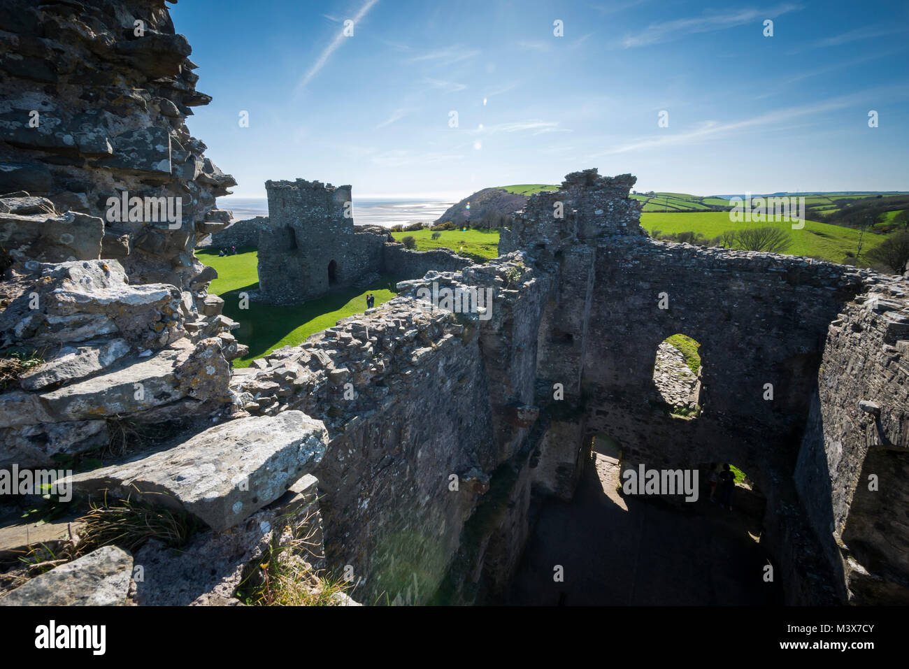 Llansteffan Schloss Carmarthenshire Wales Stockfoto