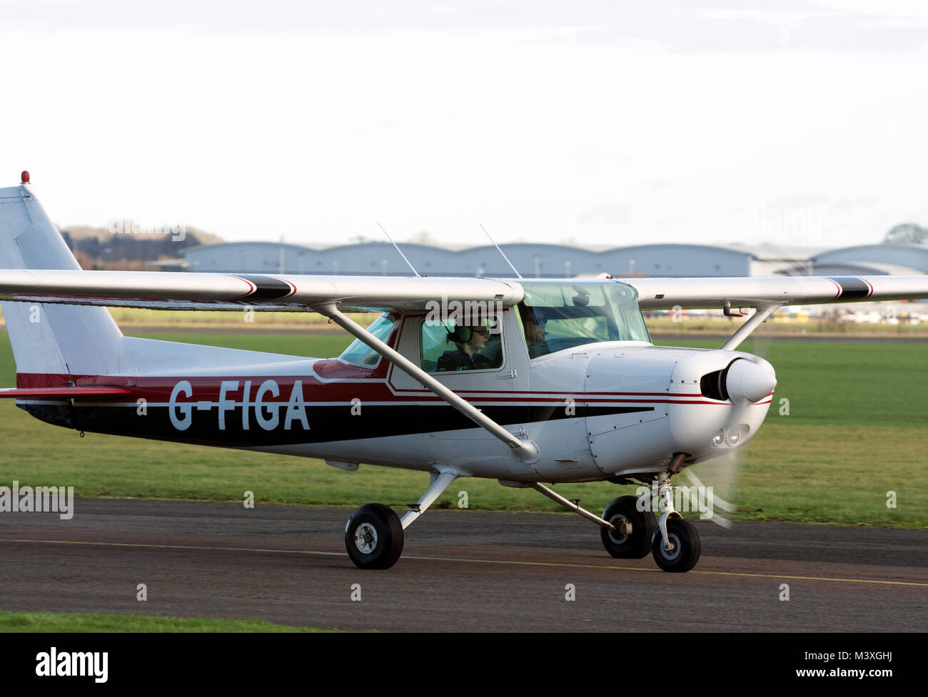 Cessna 152 Wellesbourne Airfield, Warwickshire, UK (G-FIGA) Stockfoto