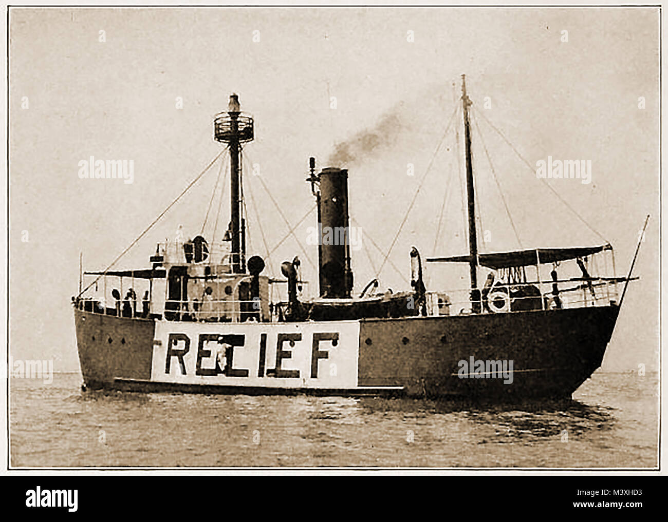 Amerikanische Leuchttürme und Navigationshilfen - ein "Relief" (Reserve) Licht Schiff Nr. 103, Great Lakes, USA 1923 Stockfoto