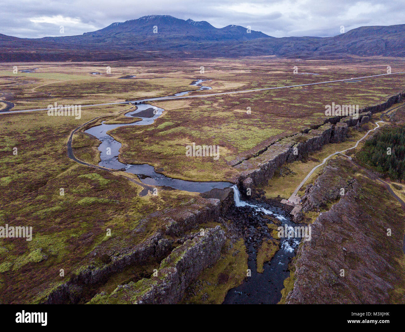 Schönen Wasserfall Oxarafoss im südlichen Island Europa Stockfoto