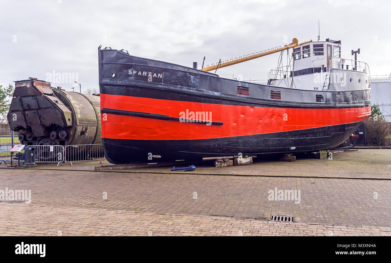 Puffer MV Spartan bei Scottish Maritime Museum in Irvine North Ayrshire, Schottland Großbritannien Stockfoto