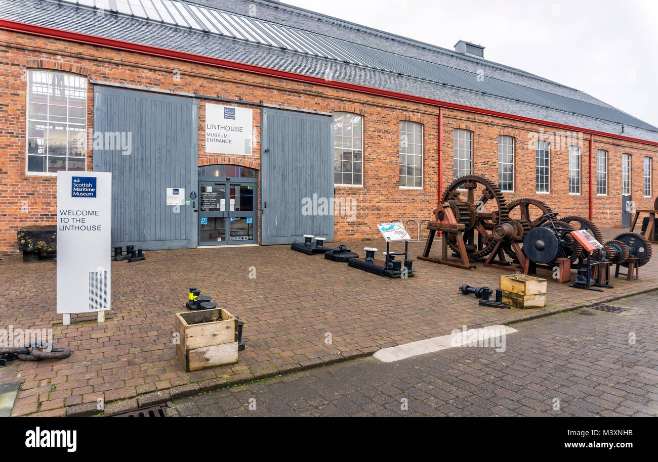 Eingang zu den wichtigsten Museum Linthouse Gebäude bei Scottish Maritime Museum in Irvine North Ayrshire, Schottland Großbritannien Stockfoto