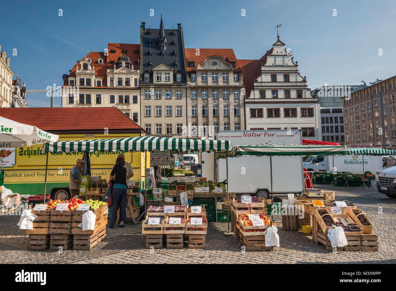 Markt Tag am Markt in Leipzig, Sachsen, Deutschland Stockfoto