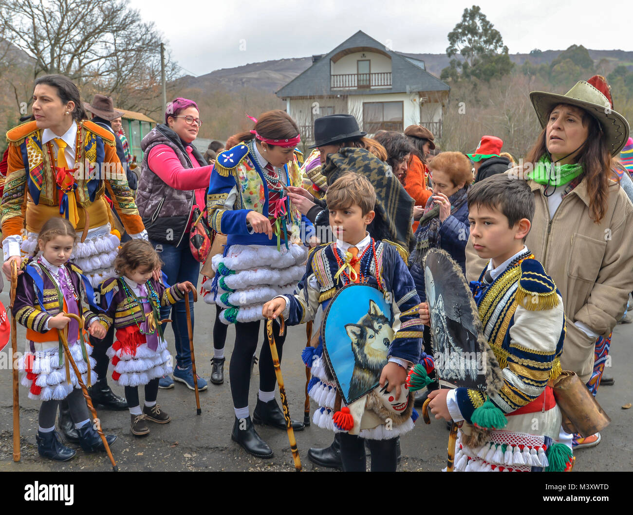 Die traditionellen Karneval in Galicien, Spanien - Maceda - Mallorca - Spanien - 10. Februar 2018 Stockfoto