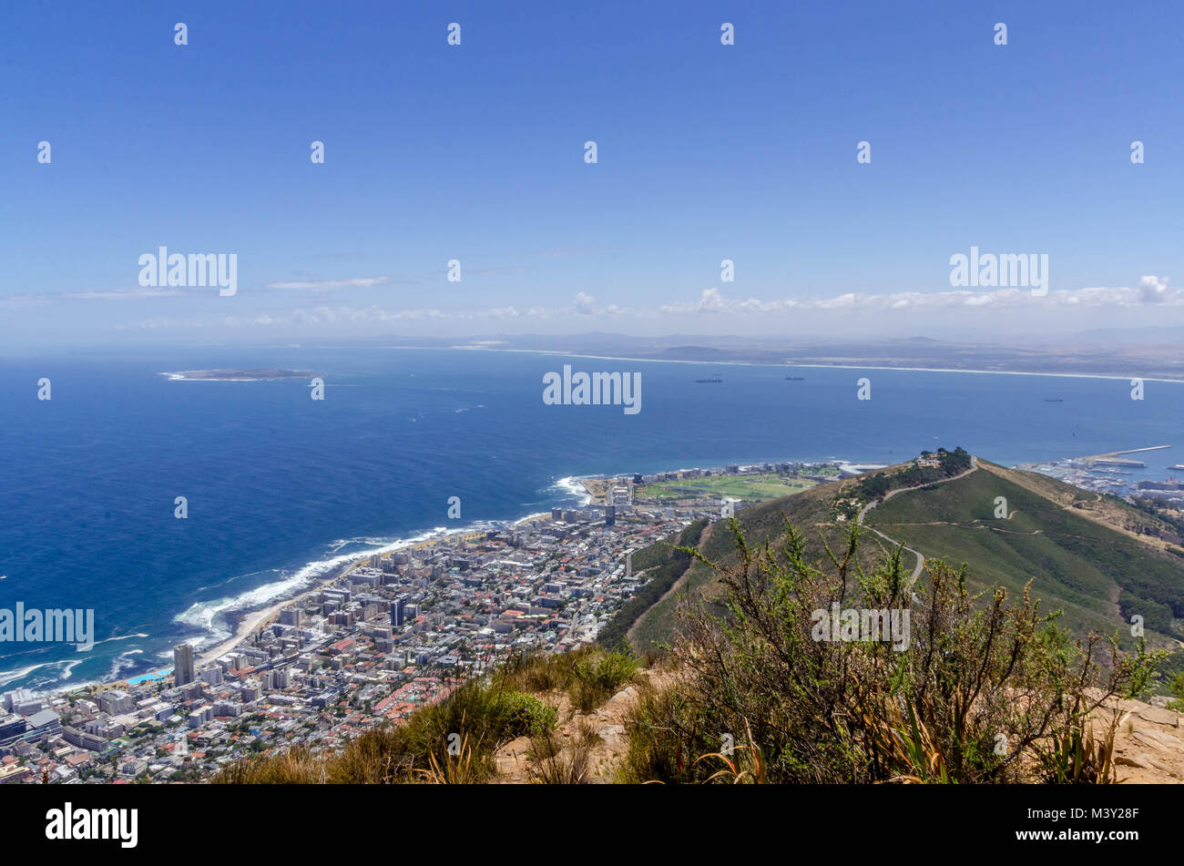 Einen atemberaubenden Blick auf Kapstadt vom Gipfel des Lions Head Mountain Stockfoto