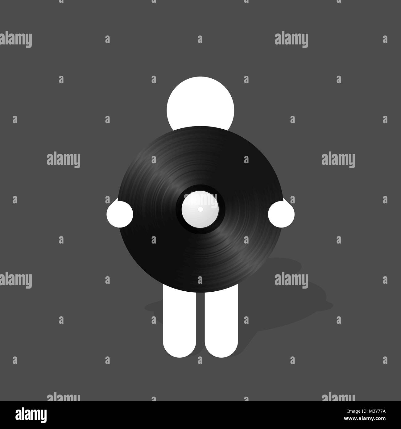 Abbildung Mann hält Vinyl Schallplatte LP Stock Vektor