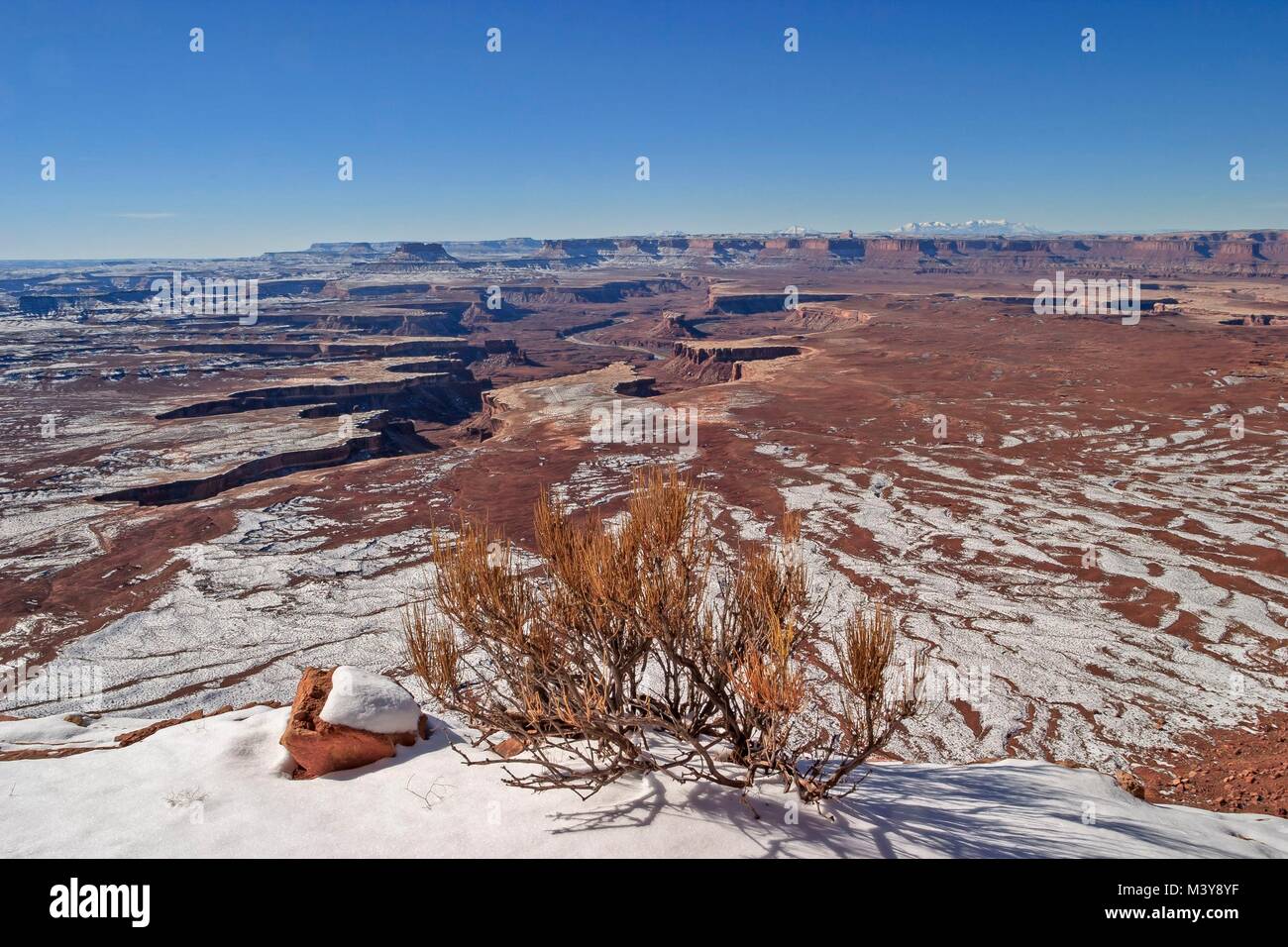 Vereinigte Staaten, Utah, Colorado Plateau, Canyonlands National Park, Insel im Himmel Bezirk, Green River bieten im Winter Stockfoto