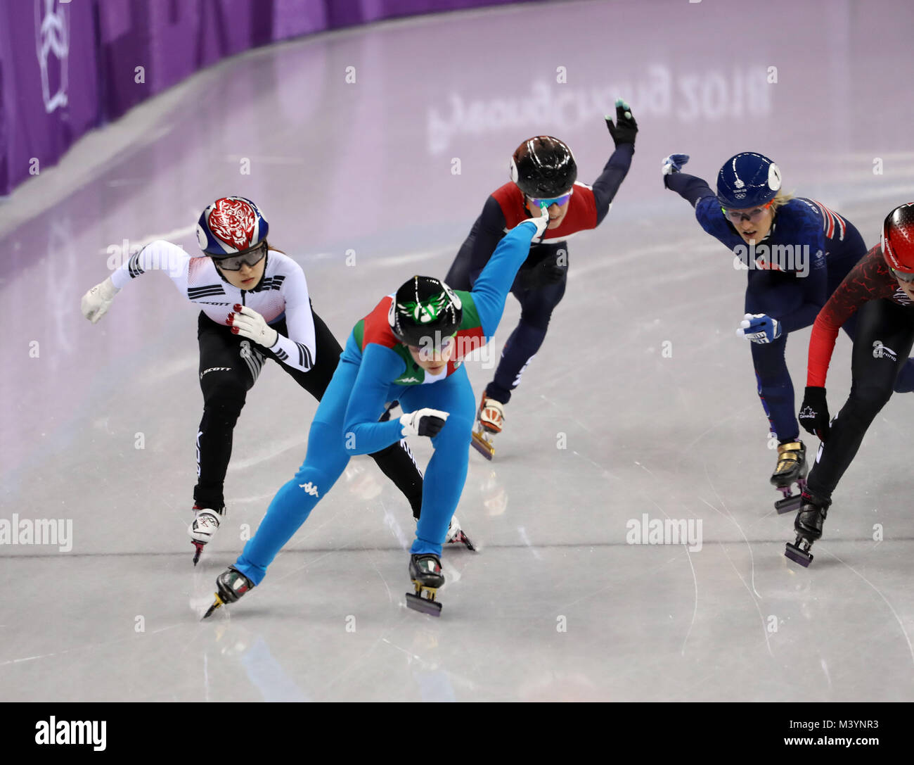 Gangneung, Südkorea. 13 Feb, 2018. Aktion während 500 der Short Track Speed Skating Damen m-Finale ein während der Olympischen Spiele 2018 Pyeongchang. Credit: Scott Mc Kiernan/ZUMA Draht/Alamy leben Nachrichten Stockfoto