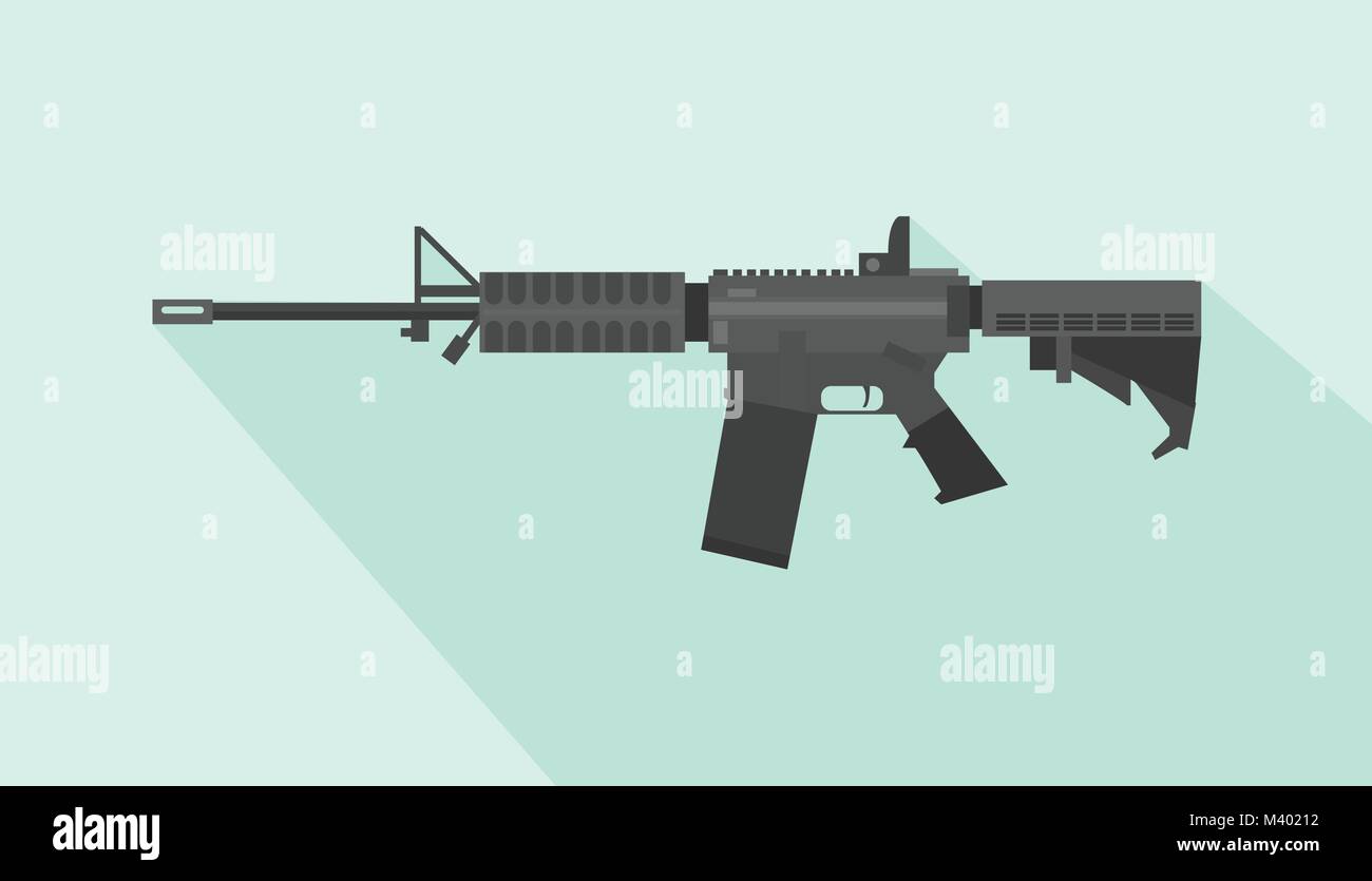 M4 Carbine riffle Gewehr mit flachen und lange Schatten Stock Vektor