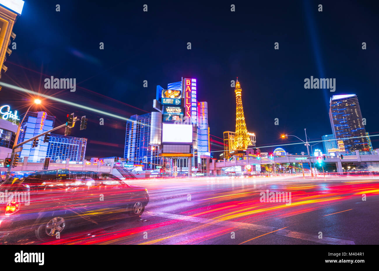 Las Vegas, Nevada, USA. 5-28-17: Las Vegas Skyline bei Nacht. Stockfoto