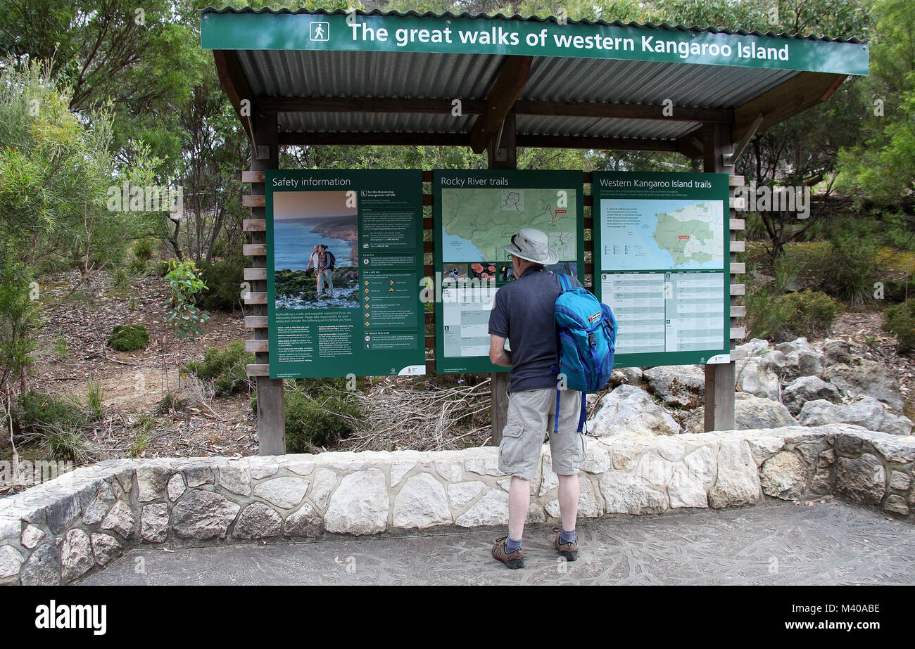 Touristische Information Board am Flinders Chase National Park auf Kangaroo Island Stockfoto